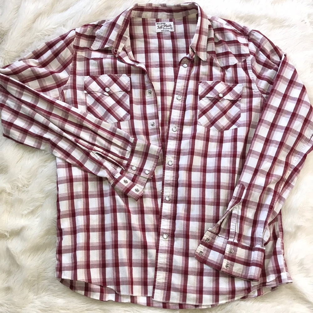 Hollister plaid snap shirt